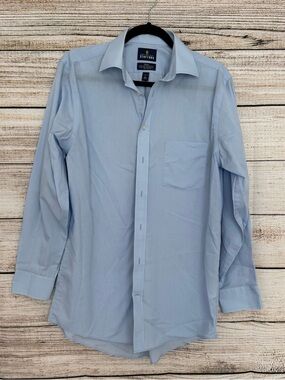 Stafford Light Blue Classic Spread Collar Dress Shirt